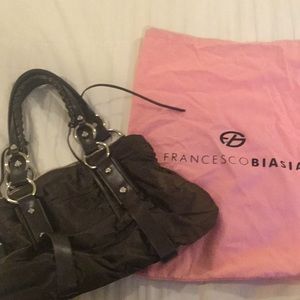 FRANCESCO BIASIA OLIVE GREEN RUFFLED LEATHER PURSE